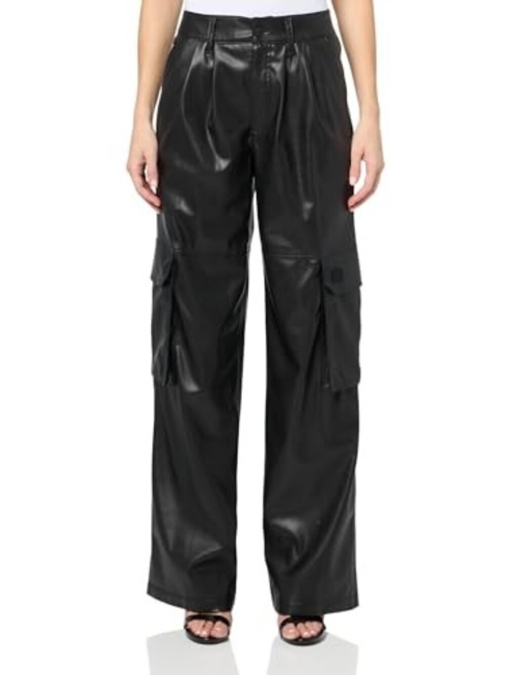 Hugo Boss Women's 6 Loose-Fit Cargo Faux Leather Wide Leg Trousers $249 Retail